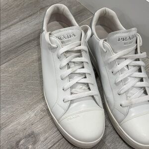 Prada Classic White Lace-Up Sneakers